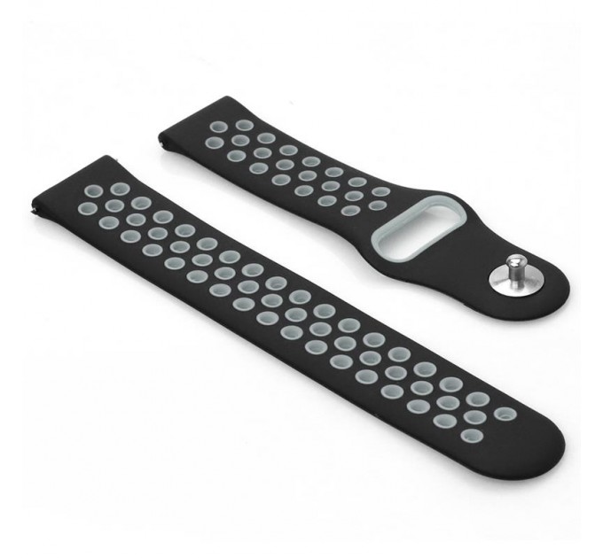 Ремінець BeCover Nike Style для Samsung Galaxy (20mm)/Watch 5/ Watch 4 40/44mm/Watch 4 Classic 42mm/Watch Active/Active 2 40/44mm/Watch 3 41mm/Gear S2/Classic/Gear Sport Black-Grey (705693)