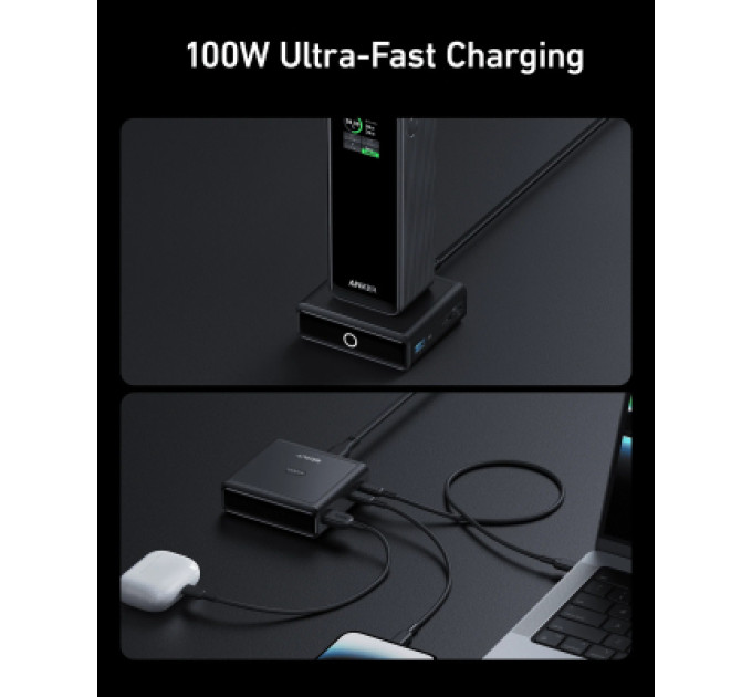 Anker Зарядний пристрій Anker 2xUSB-C 100W + 1xUSB + Pogo pin for Anker Prime black (A1902311)