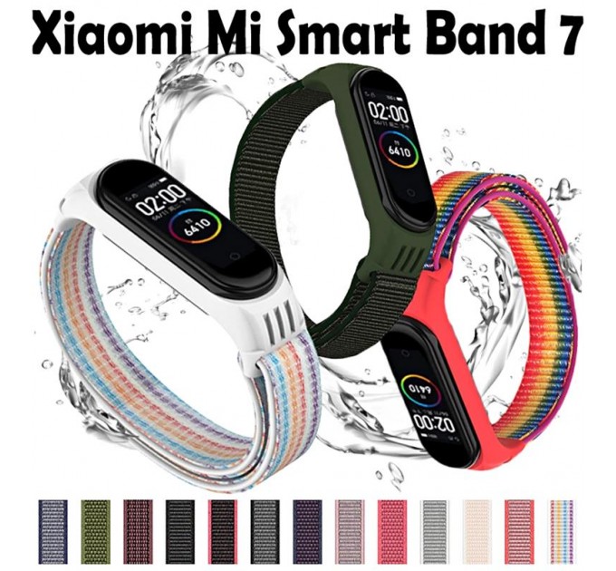 Ремінець BeCover Nylon Style для Xiaomi Mi Smart Band 7 Lime-Gray (707664)