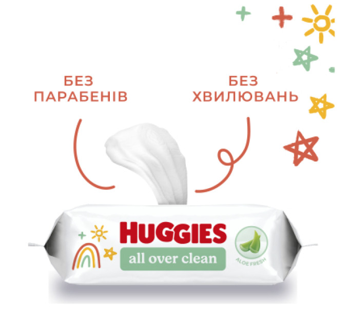 Huggies Дитячі вологі серветки Huggies OverClean 56 шт (5029053567822)