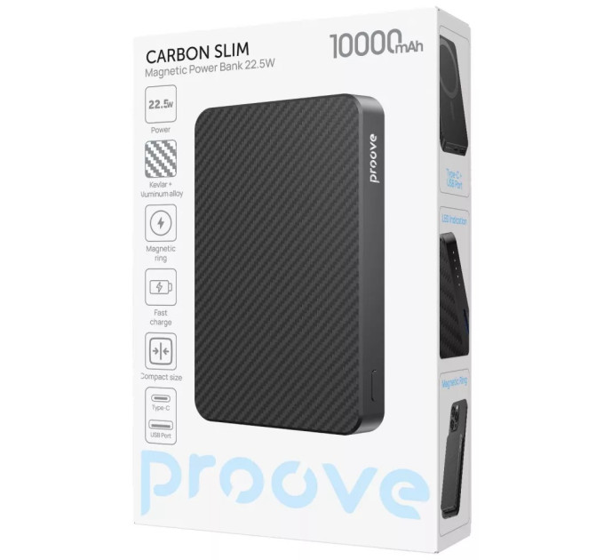 Proove Універсальна мобільна батарея Proove Carbon Slim 22.5W 10000mAh Black (PBCS22110001)