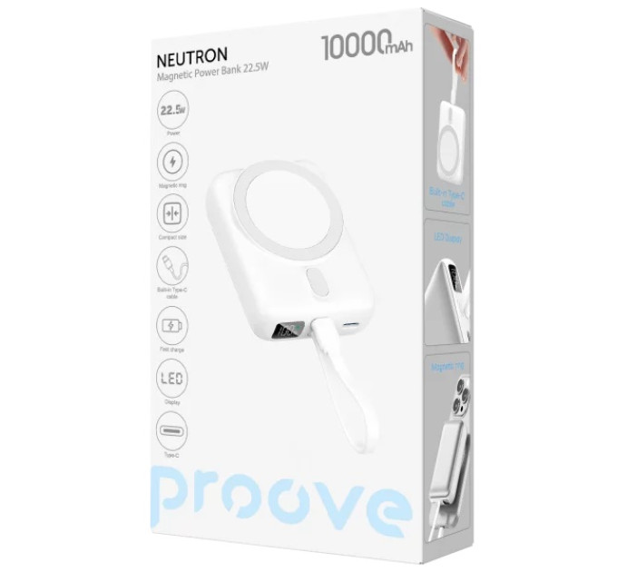Proove Універсальна мобільна батарея Proove Neutron 22.5W 10000mAh Silver/White (PBNE22022206)