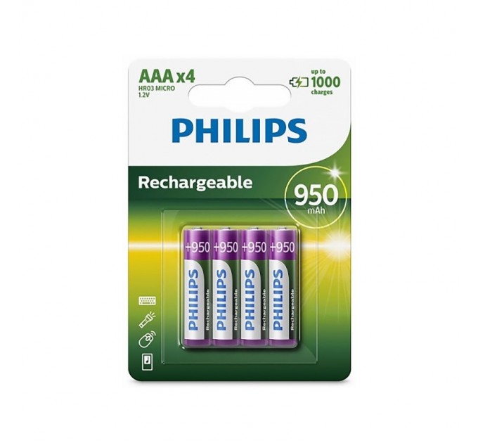 Аккумулятор Philips AAA/HR03 Ni-MH 950 mAh BL 4шт