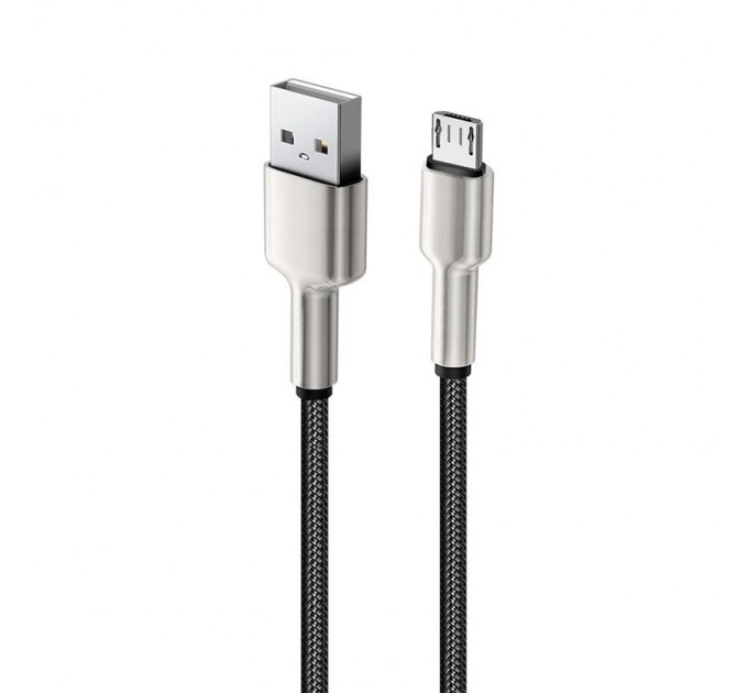 Кабель ColorWay USB - micro USB (M/M), Metal Head, 2.4 А, 1 м, Black (CW-CBUM046-BK)
