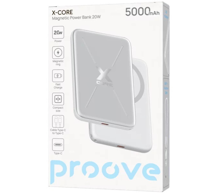 Proove Універсальна мобільна батарея Proove X-Core 20W 5000mAh Silver/White (PNXC20010006)