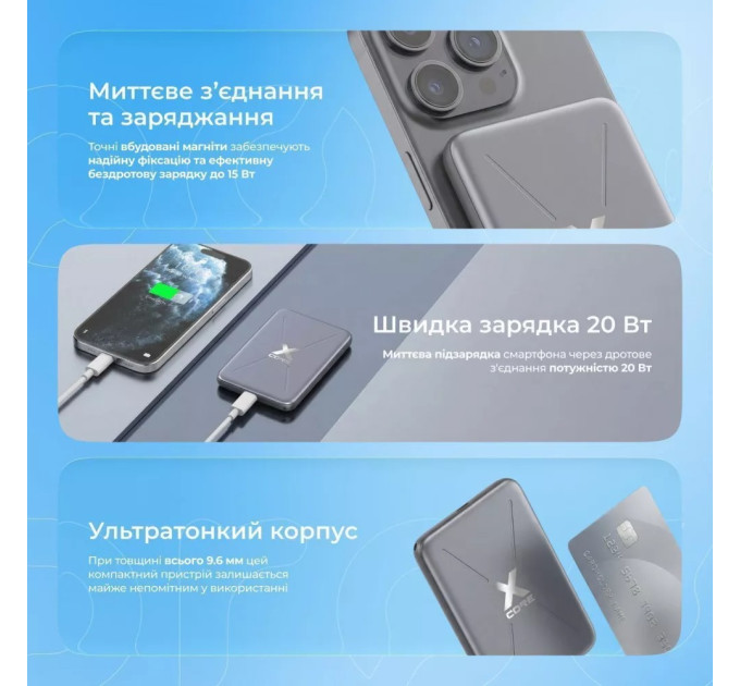 Proove Універсальна мобільна батарея Proove X-Core 20W 5000mAh Sky Blue (PNXC20010008)
