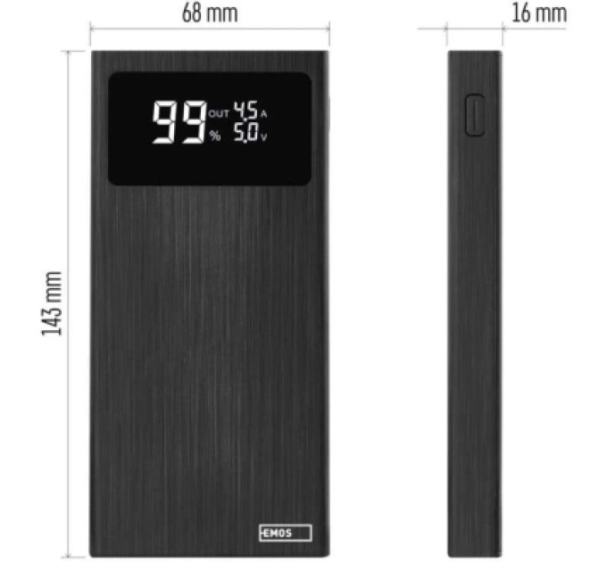 EMOS Батарея універсальна EMOS 10000mAh BETAQ 10, 22.5W, black (B0531B)