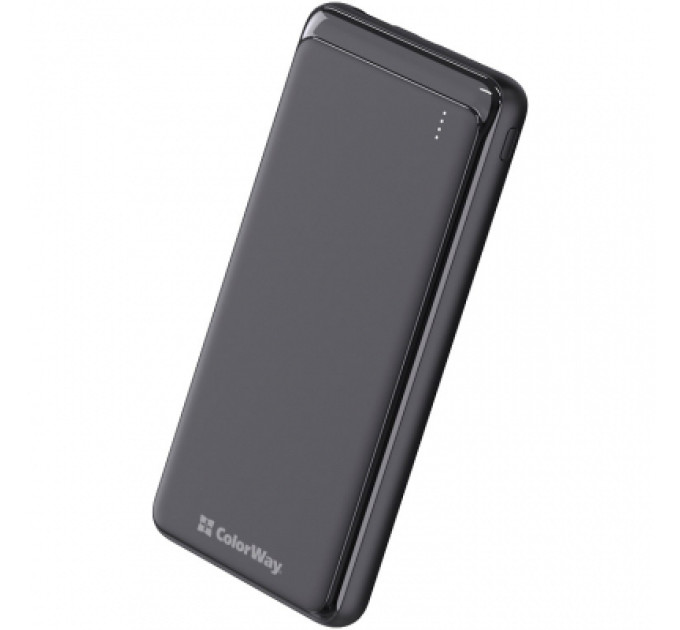 ColorWay Батарея універсальна ColorWay 10 000 mAh Slim (USB QC3.0 + USB-C Power Delivery 18W) Black (CW-PB100LPG3BK-PD)