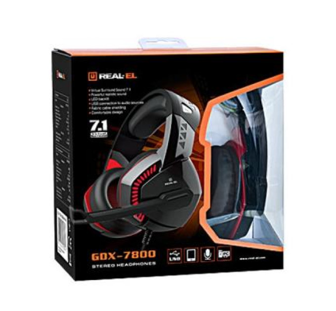 REAL-EL Навушники REAL-EL GDX-7800 Black/Red (EL124100027)