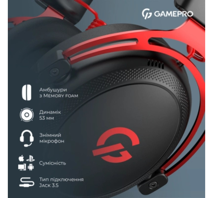 GamePro Навушники GamePro Asgard Skald Origin Black/Red (HS850BR)