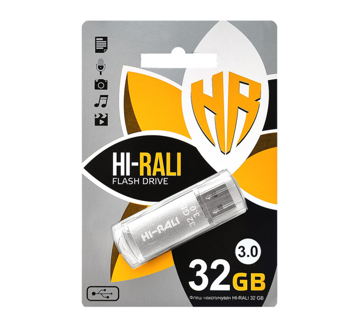 Hi-Rali Флеш-накопичувач USB3.0 32GB Hi-Rali Rocket Series Silver (HI-32GB3VCSL)