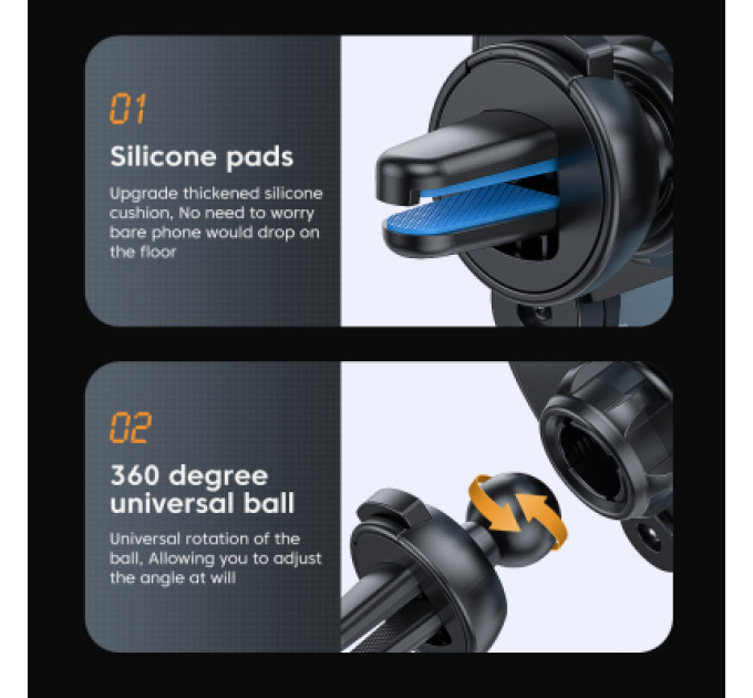 Essager Універсальний автотримач Essager Tourist Gravity Car Mount Phone Holder Black (EZJZL-TR01)