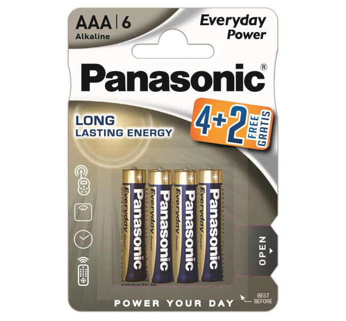 Panasonic Батарейка Panasonic AAA Everyday Power * 6 (LR03REE/6B2F)