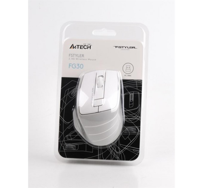 Миша бездротова A4Tech FG30 Grey/White