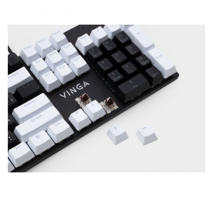 Клавіатура Vinga KBGM-095 LED Brown Switch USB White/Black (KBGM-095BR White/Black)
