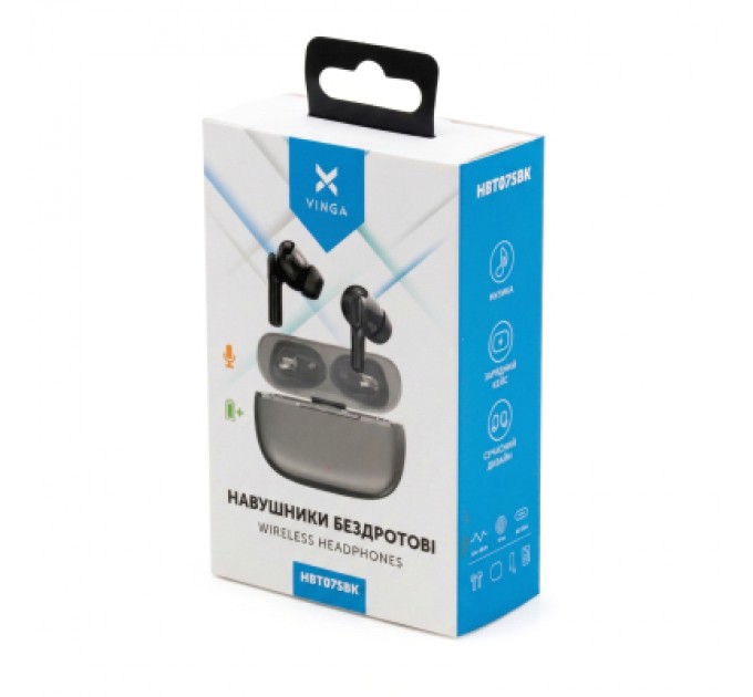 Навушники Vinga HBT075 Bluetooth Black (HBT075BK)