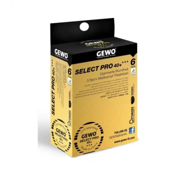 М'ячик для настільного теніса Gewo Select Pro 40+ ITTF 6 шт (86481200) (931059)