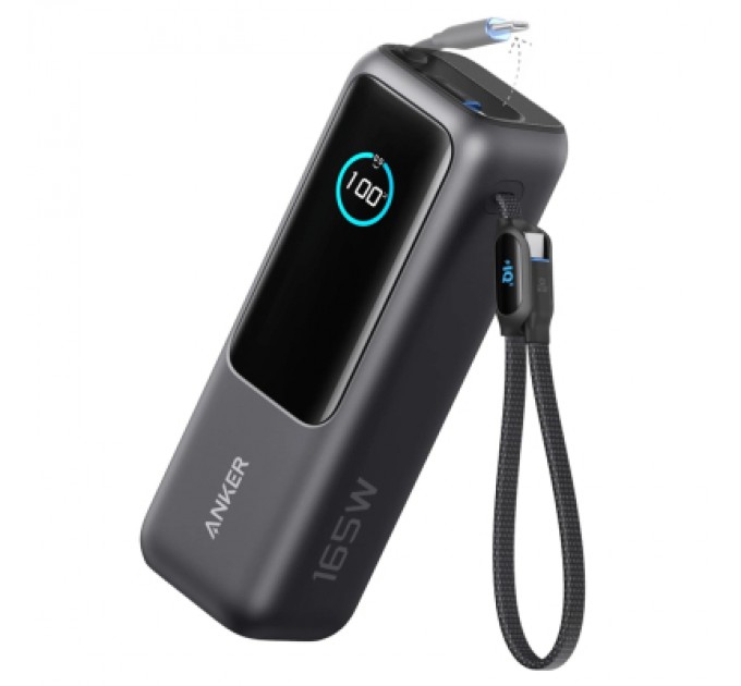 Батарея універсальна Anker 25000mAh, 165W, PD/3/0, QC/3/0, Built-In Double USB-C Cables, black (A1695H11)