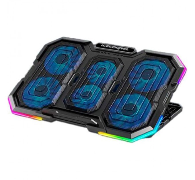 Підставка до ноутбука IceCoorel 14-18", 4*95mm 1200 RPM + 2*70mm 2500 RPM, 2*USB, 400x260x30mm, RGB (N6)