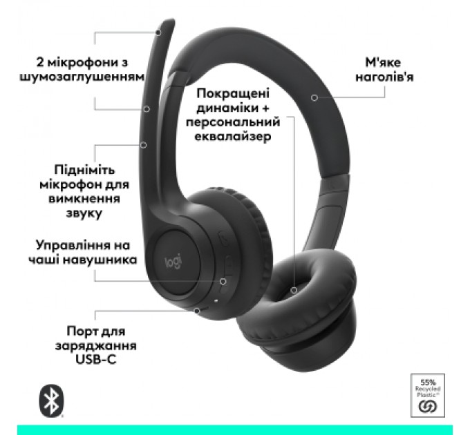 Logitech Навушники Logitech Zone 305 for Business Bluetooth Black (981-001458)