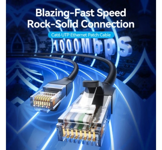 Патч-корд Cat.6 UTP Patch Cable 3M Black VENTION (IBEBI)