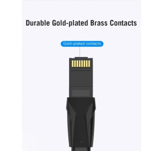 Патч-корд Flat Cat.6 UTP Patch Cable 0.5M Black VENTION (IBJBD)