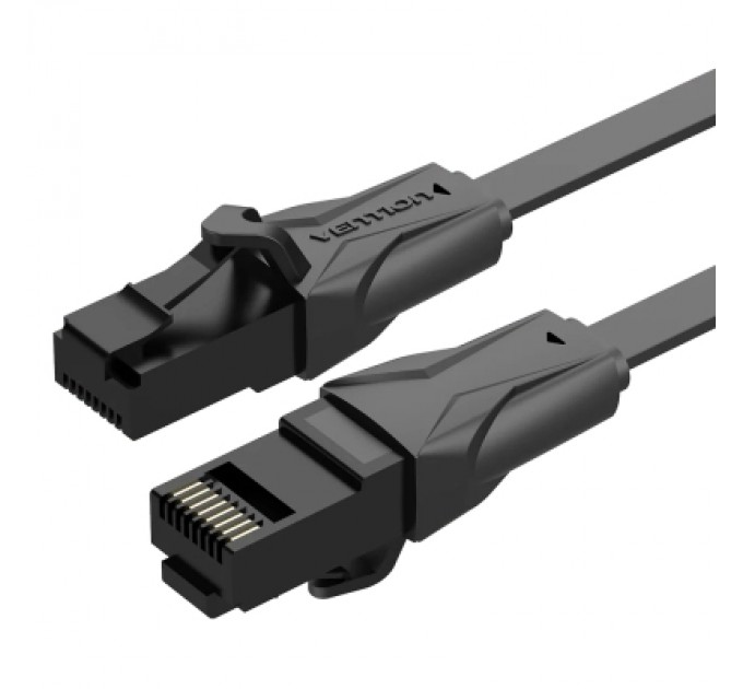 Патч-корд Flat Cat.6 UTP Patch Cable 0.5M Black VENTION (IBJBD)