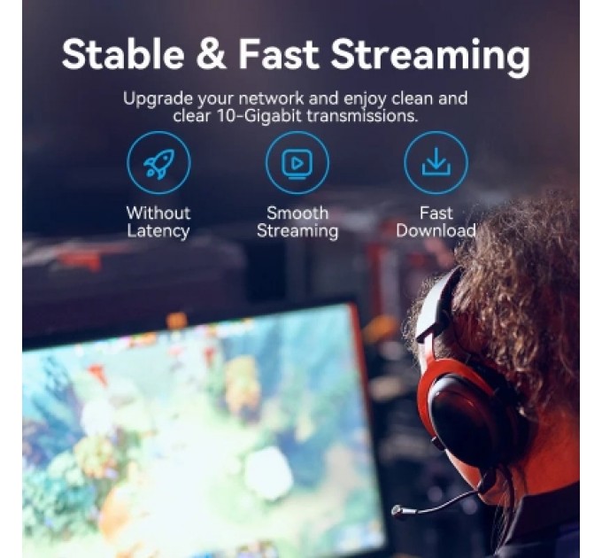 Патч-корд Cat6A UTP Rotate Right Angle Ethernet Patch Cable 1.5M Black Slim Type VENTION (IBOBG)