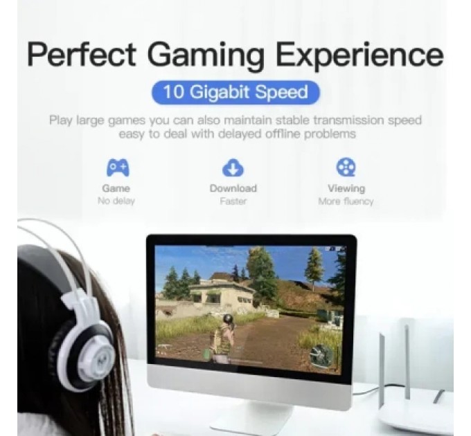 Патч-корд Flat Cat.7 Patch Cable 0.5M Black VENTION (ICABD)