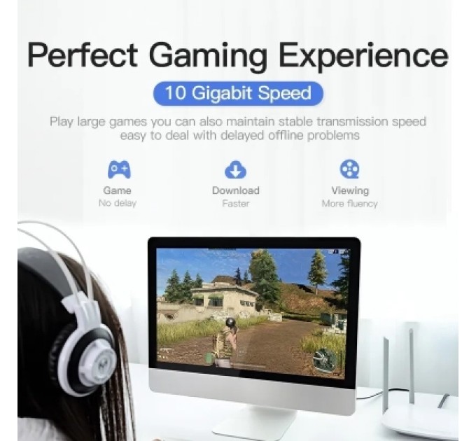 Патч-корд Flat Cat.7 Patch Cable 2M Black VENTION (ICABH)