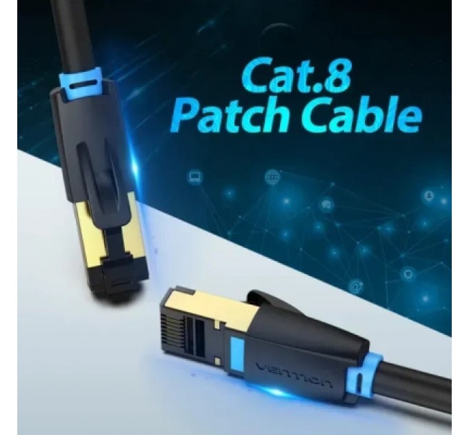 Патч-корд Cat.8 SFTP Patch Cable 0.5M Black VENTION (IKABD)