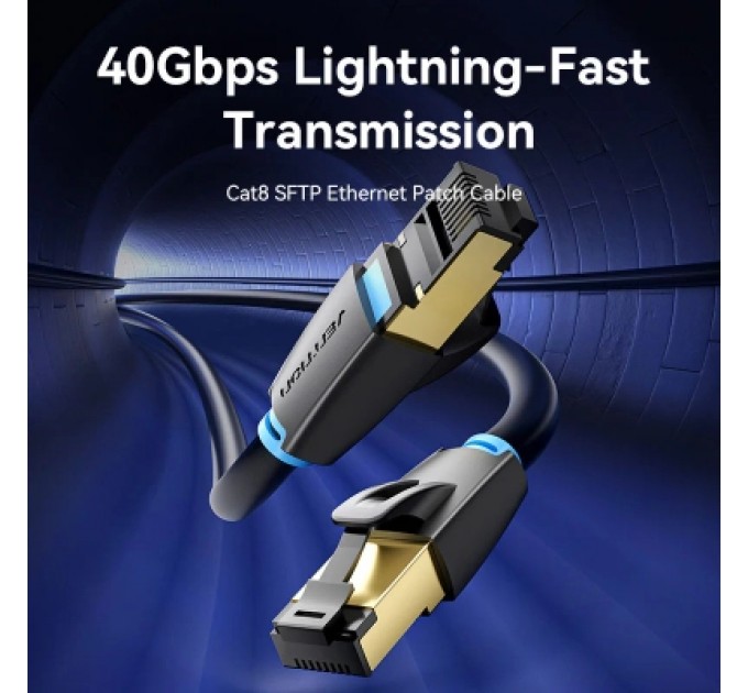 Патч-корд Cat.8 SFTP Patch Cable 8M Black VENTION (IKABK)