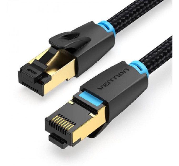 Патч-корд Cotton Braided Cat.8 SFTP Patch Cable 1M Black VENTION (IKGBF)
