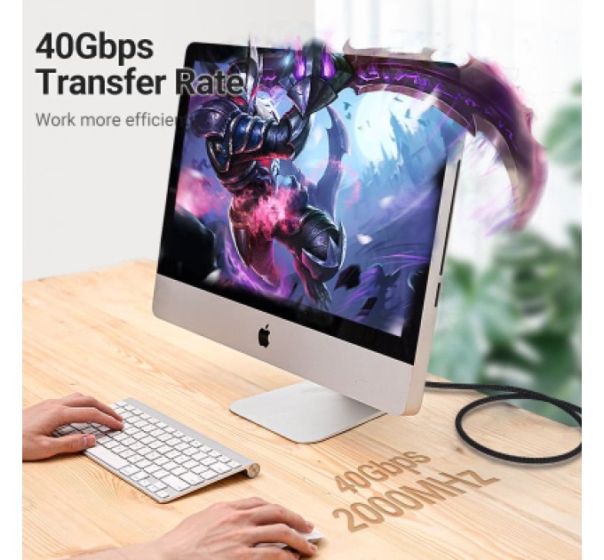 Патч-корд Cotton Braided Cat.8 SFTP Patch Cable 5M Black VENTION (IKGBJ)