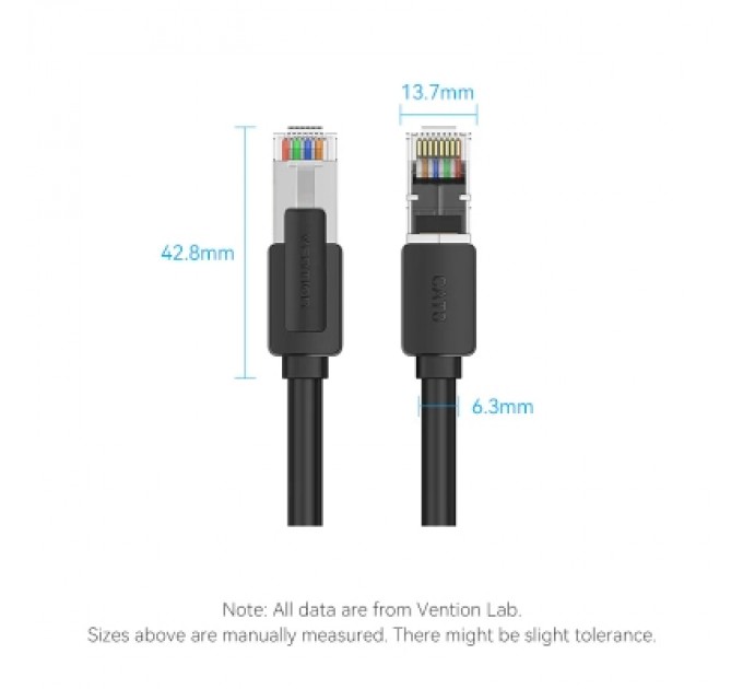 Патч-корд Cat8 SFTP Patch Cable 0.5M Black VENTION (IKKBD)