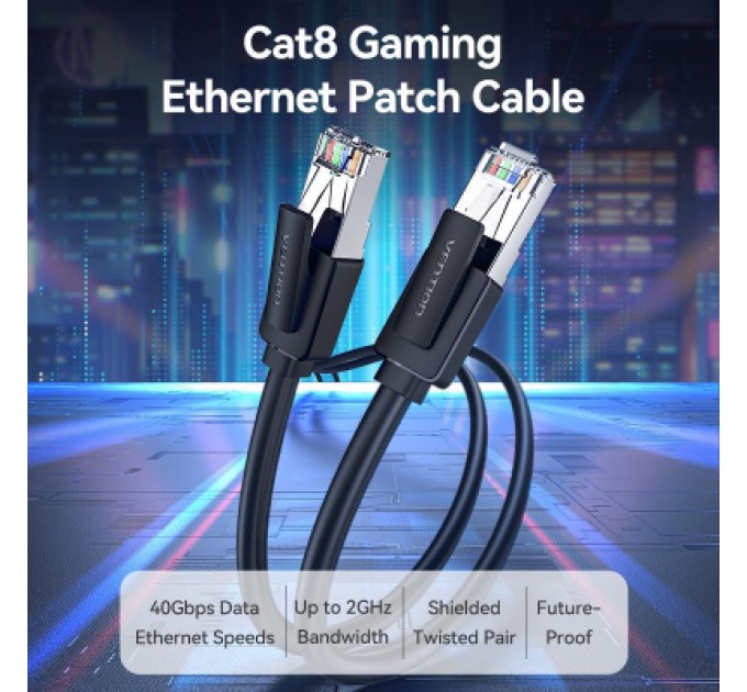 Патч-корд Cat8 SFTP Patch Cable 1M Black VENTION (IKKBF)