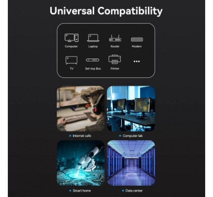 Патч-корд Cat8 SFTP Patch Cable 1M Black VENTION (IKKBF)