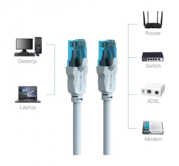 Патч-корд Cat.5E UTP Patch Cable 5M Blue VENTION (VAP-A10-S500)