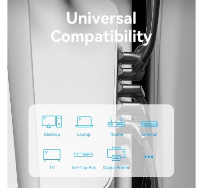 Патч-корд Cat8 STP Rotate Right Angle Ethernet Patch Cable 1M Black Slim Type VENTION (IKLBF)