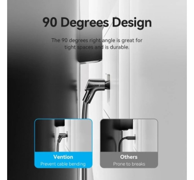 Патч-корд Cat8 STP Rotate Right Angle Ethernet Patch Cable 1M Black Slim Type VENTION (IKLBF)