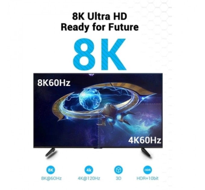 Кабель мультимедійний 8K HDMI Cable 1M Black VENTION (AANBF)