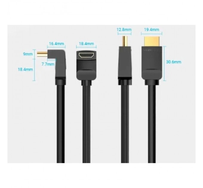 Кабель мультимедійний HDMI Right Angle Cable 270 Degree 1.5M Black VENTION (AAQBG)