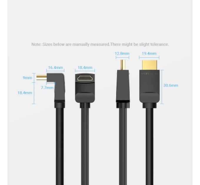 Кабель мультимедійний HDMI Right Angle Cable 270 Degree 3M Black VENTION (AAQBI)
