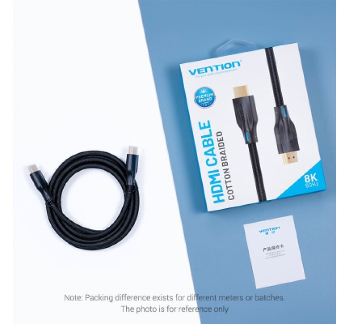 Кабель мультимедійний Cotton Braided 8K HDMI Cable 3M Black VENTION (AAUBI)