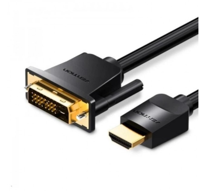 Кабель мультимедійний HDMI to DVI Cable 1M Black VENTION (ABFBF)