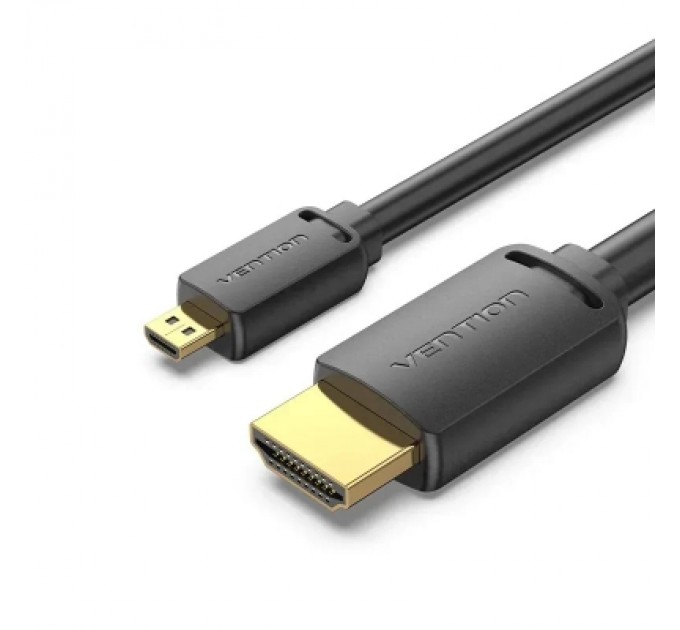 Кабель мультимедійний HDMI-D Male to HDMI-A Male 4K HD Cable 1M Black VENTION (AGIBF)