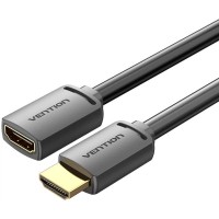 Кабель мультимедійний HDMI-A Male to HDMI-A Female 4K HD Cable PVC Type 1M Black VENTION (AHCBF)