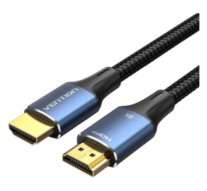 Кабель мультимедійний Cotton Braided HDMI-A Male to Male HD Cable 8K 2M Blue Aluminum Alloy Type VENTION (ALGLH)
