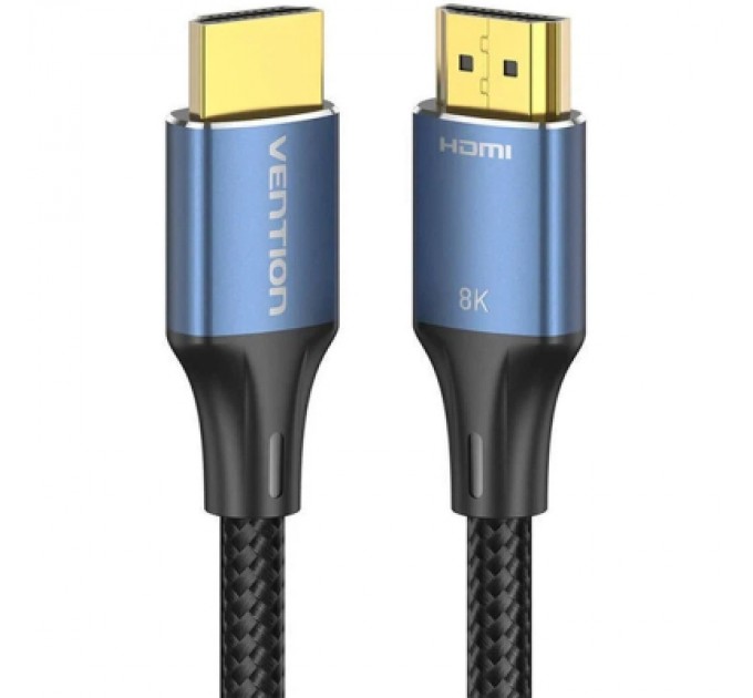 Кабель мультимедійний Cotton Braided HDMI-A Male to Male HD Cable 8K 3M Blue Aluminum Alloy Type VENTION (ALGLI)