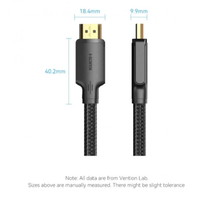 Кабель мультимедійний Cotton Braided 4K HDMI Male to Male Cable 20M Black VENTION (ALLBQ)